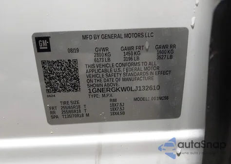 2020 Chevrolet Traverse Fwd Lt Cloth from USA, damaged, VIN 1GNERGKW0LJ132610